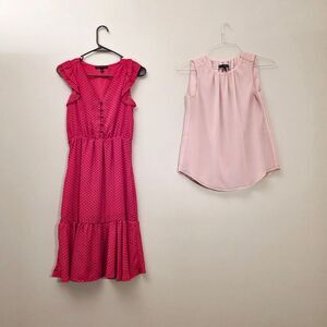 Banana Republic Red Dress + White Pink Black Market Blouse - sz OO lot